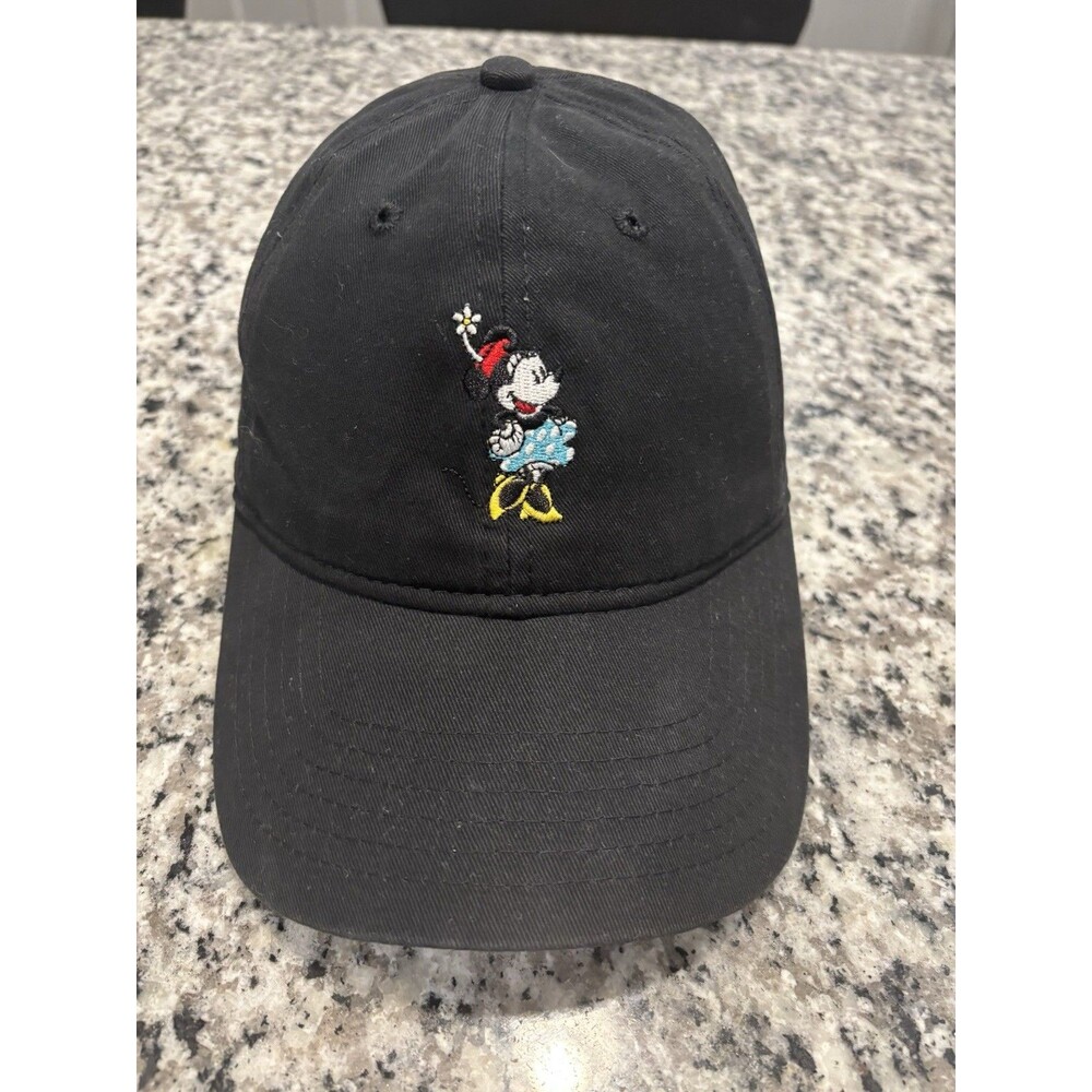 DISNEY Minnie Mouse Hat Embroidered Baseball Cap adjustable Strapback Black